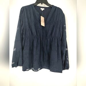 Mason & Belle Women's Long Sleeve Dark Blue Blouse Size L